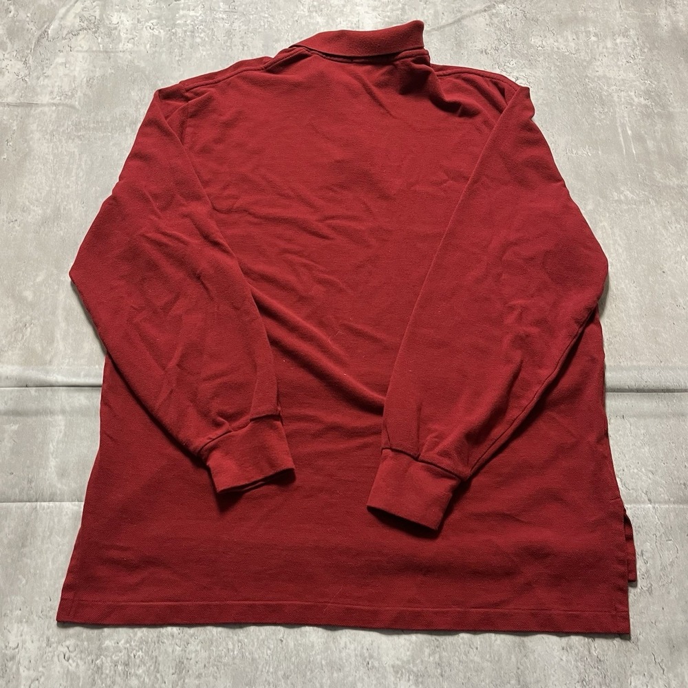 Polo Ralph Lauren Long Sleeve Red Button Polo - 100% Cotton - W/ Pony Mens Large - Picture 7 of 9